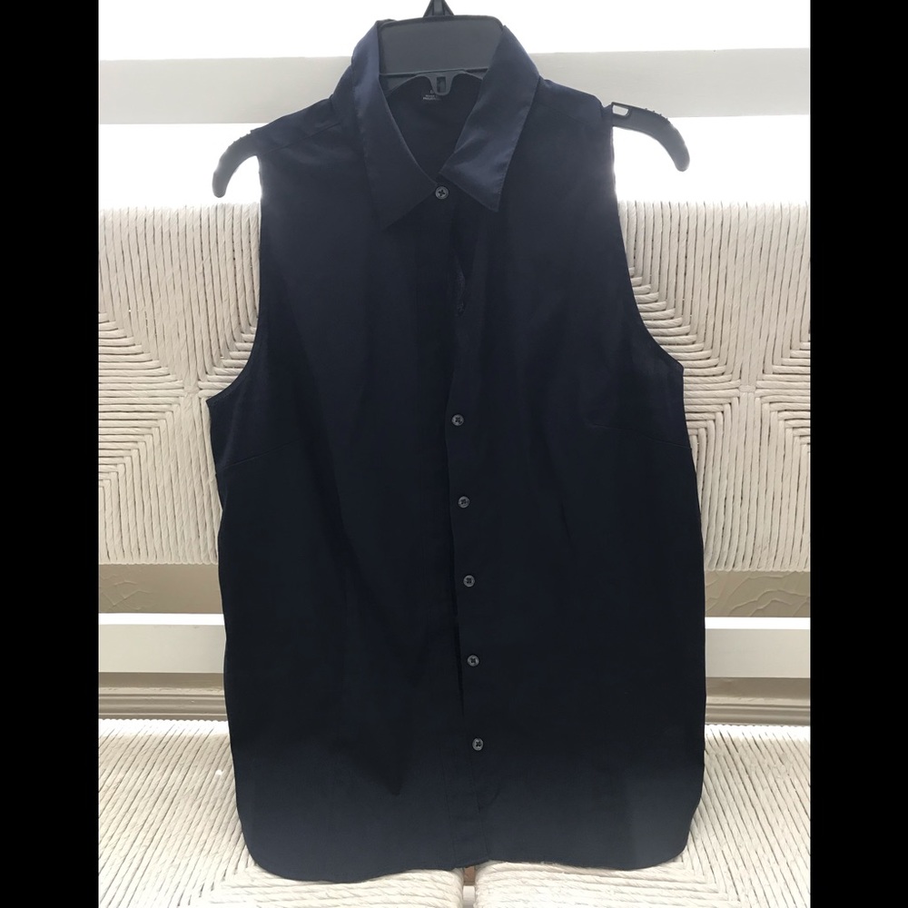 Ann Taylor Navy Blue Sleeveless Perfect Shirt